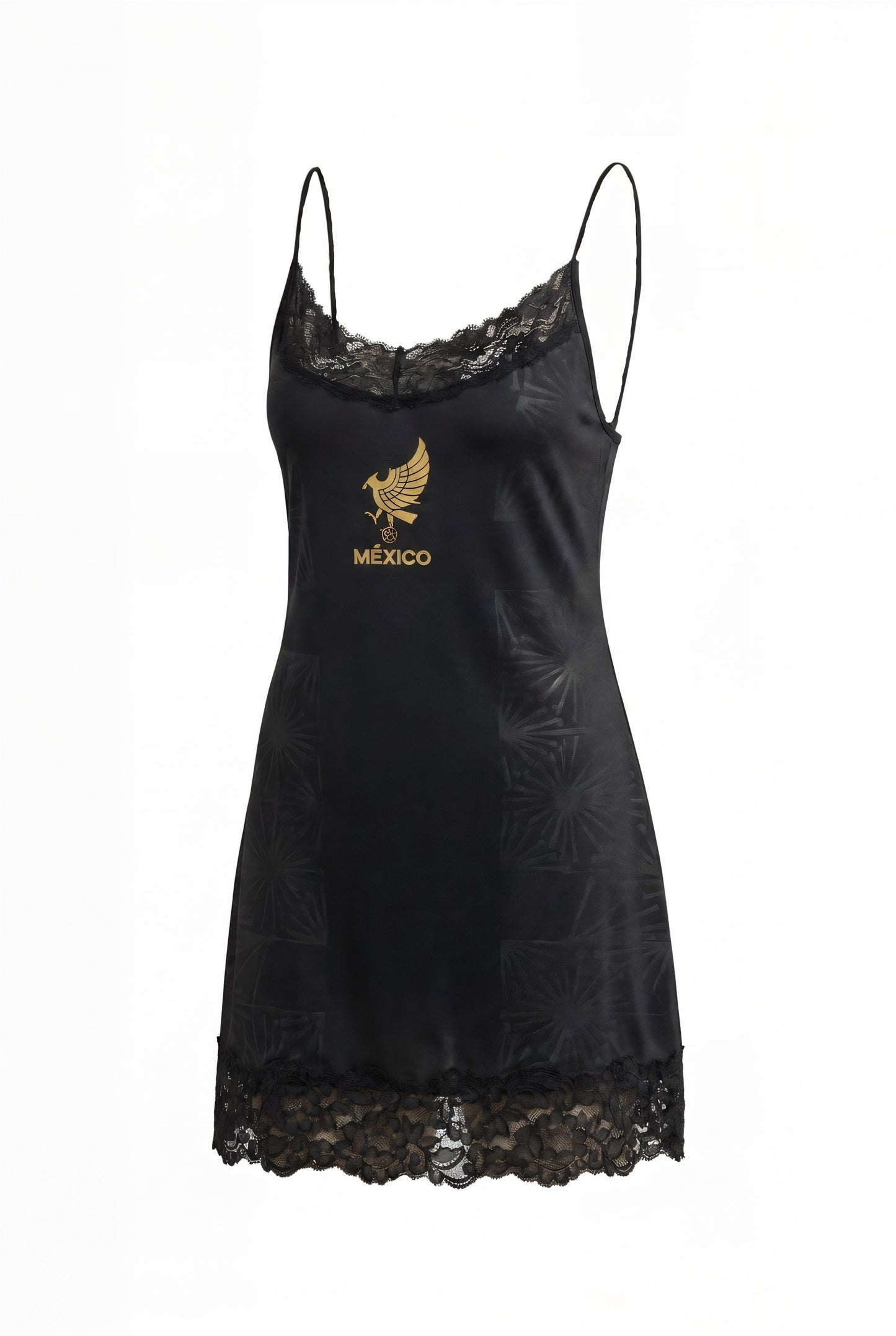 MEXICO DE ORO BLACK SLIP DRESS