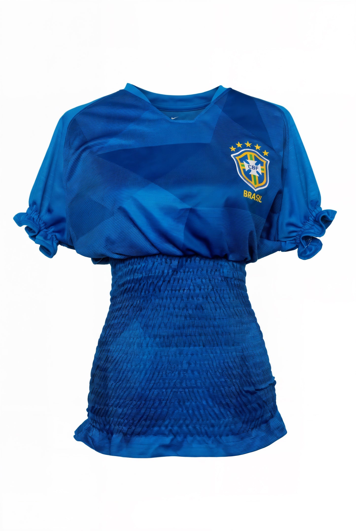 BRAZIL BLUE SHIRRED JERSEY (LONG)