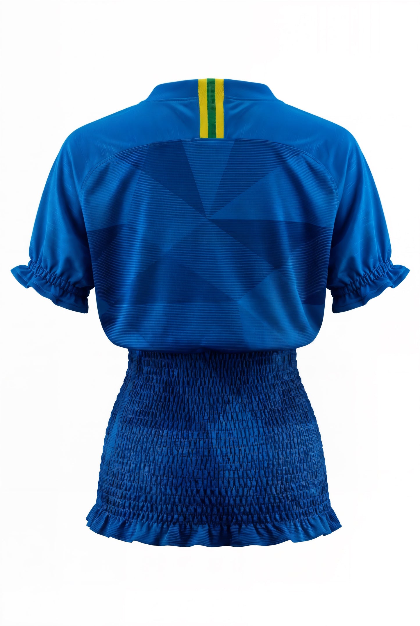 BRAZIL BLUE SHIRRED JERSEY (LONG)